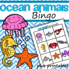 an ocean animal bingo game with the words ocean animals on it