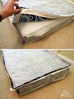 someone is making a pillow out of an old mattress