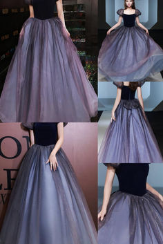 Discover the perfect gown for your next formal event. This elegant navy blue and purple tulle dress, featuring romantic puff sleeves and a flowing skirt, is ideal for galas, weddings, and special occasions. Elevate your evening wardrobe with this enchanting design that promises both beauty and comfort. Perfect whimsical fairytale fairycore enchanted fairy fantasy mascarade outfit idea for glamorous nights Fairytale Evening Ball Gown Dress, Fairytale Evening Ball Gown, Fairytale Style Dresses For Debutante Ball, Elegant Purple Princess Dress For Prom, Elegant Lavender Princess Dress For Party, Mascarade Outfit, Purple Tulle Dress, Navy Blue And Purple, Enchanted Dress