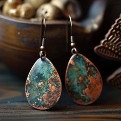 Elevate your style with our custom made copper earrings, offering a personalized touch to your jewelry collection. Crafted to reflect individuality, these earrings can be tailored to specific preferences, ensuring a unique and meaningful accessory that resonates with your personal style. Experience the joy of wearing earrings that are as unique as you are. Bohemian Patina Earrings Gift, Bohemian Patina Earrings For Gift, Copper Dangle Jewelry As Gift, Copper Dangle Jewelry For Gift, Silver Electroformed Earrings, Elegant Copper Teardrop Earrings, Bronze Hypoallergenic Metal Jewelry, Rose Gold Copper Drop Earrings, Hypoallergenic Bronze Metal Jewelry