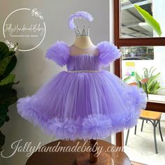 ♥ Introducing our enchanting Lavender Lilac Tulle Girl Dress, a delightful addition to your little one's wardrobe that perfectly balances cuteness and chic elegance. This exquisite dress features a charming purple hue adorned with delicate ruffles, creating a playful yet sophisticated look that is sure to turn heads. Designed with short puff sleeves and a single ruffle, it offers a whimsical touch while ensuring comfort for all-day wear. The dress boasts an impressive six layers of soft tulle, providing a voluminous silhouette that enhances its overall charm.  ♥ Each dress is made to order, allowing for customization in a variety of colors to suit your child's unique style. With a production time of just 3 to 5 days and the added benefit of free shipping within the United States, this dres Birthday Wear, Girl Birthday Outfit, Fluffy Dress, Birthday Party Outfits, Birthday Girl Outfit, Dressup Party, Infant Girl, Soft Tulle, Girls Wardrobe