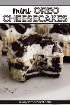 mini oreo cheesecakes on a white plate