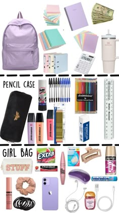 School Bag Organization, Schul Survival Kits, My School Bag, Middle School Essentials, School Emergency Kit, School Backpack Essentials, Get Home Bag, Pretty School Supplies, Everyday Bag Essentials