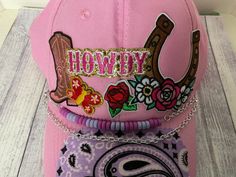 Cowgirl  trucker hat, hats for kids and adults. Great for summer, beach, outings. Hats come with patches, beads, charms , some bling . Adjustable clip Velcro in the back. This hat has purple bandana with purple beads and chain with lobster claw clasp. . All handmade by me Theresa. Beautiful gift. One of a kind hat. Customization welcome. Thank you for looking at Boutiquebytheresa #24 Adjustable Baseball Cap For Country Events, Country Style Adjustable Snapback Baseball Cap, Adjustable Country Style Snapback Baseball Cap, Adjustable Curved Brim Baseball Cap For Outdoor Events, Fun Adjustable Mini Hats For Rodeo, Fun Pink Hats For Country Events, Fun Pink Hat For Country Events, Custom Adjustable Snapback Baseball Cap, Fun Trucker Hat For Country Events One Size