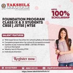 an advertisement for the foundation program class x and students csse jtse / inse