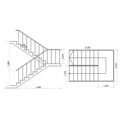 an architectural drawing of a stair case