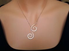 Spiral Jewelry Necklace Silver or Gold Lariat by MiritLevinJewelry Relationship Necklaces, Spiral Jewelry, Birthday Necklace Gift, Gold Lariat Necklace, Spiral Necklace, Bijoux Fil Aluminium, Special Necklace, Fine Silver Jewelry, Silver Jewelry Necklace