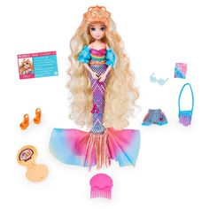 a barbie doll with blonde hair and accessories