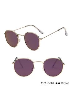 Beverly Hills Sunglasses Women Summer Round Metal Frame Sunglasses, Summer Aviator Sunglasses With Polarized Round Frame, Adjustable Purple Sunglasses With Gradient Lenses, Sun Fashion, Mirror Sunglasses, Classic Sunglasses, Designer Glasses, Round Mirror, Round Frame