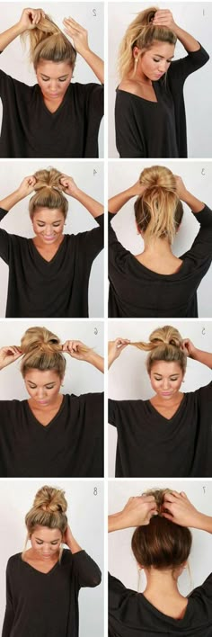 tuto chignon facile à partir de queue de cheval Perfect Messy Bun, Easy Hairstyles For School, Long Hair Tutorial, Messy Bun Hairstyles, Hair Tutorials Easy, Hairstyles For School, Messy Hairstyles, Messy Bun