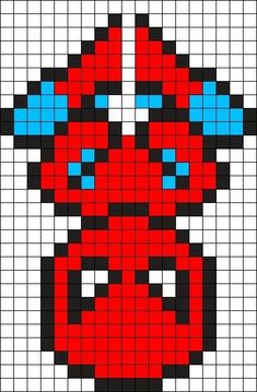 a cross stitch pattern with an image of a red, white and blue face on it