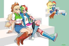 Apple Dash Fanart, Appledash Comic, Apple Jack X Rainbow Dash, Mlp Appledash, Appledash Fanart, Rainbow Dash X Applejack, Girl Pony, Apple Jack, Mlp Comics