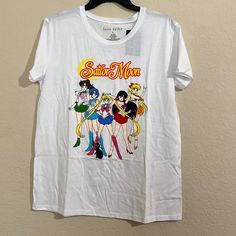 Sailor Moon Graphic Tee Size-L New With Tag! Bundle To Save On Shipping!! Casual White Tops With Moon Print, White Graphic Tee With Moon Print, White Casual T-shirt With Moon Print, 90s Anime Print Short Sleeve T-shirt, Casual Short Sleeve T-shirt With Moon Print, Sailor Moon Shirt, Bohemian Short Sleeve T-shirt With Moon Print, Moon Graphic Tee, Sailor Moon