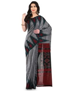 Presenting this elegant and classy Saree exclusively from Craftnirmit. Made from luxurious fine cotton, the sari is woven within the traditional Ikat Orissa weavers by hand that give the exotic look to saree. And this saree comes with geometric Pattern. It is furthered designed with a contrast striped Pallu and temple border that give the vibrant and classic traditional look. Transitional Season Handloom Cotton Silk Pre-draped Saree, Traditional Cotton Pre-draped Saree With Self Design, Cotton Pre-draped Saree With Self Design, Cotton Silk Saree With Woven Motifs, Transitional Cotton Saree With Self Design, Unstitched Cotton Silk Saree With Woven Motifs, Cotton Self-design Pre-draped Saree For Puja, Cotton Pre-draped Saree With Self Design For Puja, Semi-stitched Cotton Pre-draped Saree With Zari Weaving