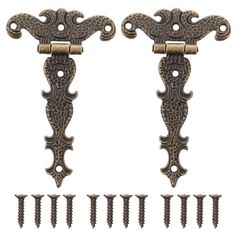 two antique style door handles with screws