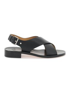 F0AAB CHURCH'S CROSSOVER STRAPPED SANDALS Strapped Sandals, Comfortable Design, Prada Designer, Braided Strap, Strap Design, Leather Silver, Cross Straps, Strap Sandals, Black Sandals