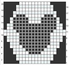 a cross stitch pattern with the shape of a heart in black, white and gray