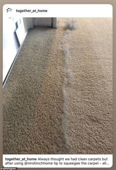 a dirty carpet that has been cleaned by someone