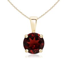 Linked to a single bale is a sparkling garnet secured in a four prong setting. This solitaire garnet pendant has a simple design and draws all the attention towards its deep red hue. It is crafted in 14k yellow gold. 2nd Wedding Anniversary, Solitaire Pendant Necklace, Garnet Pendant, Solitaire Pendant, Yellow Gold Chain, Fine Jewellery Necklace, Deep Red, 18k Rose Gold, Simple Design