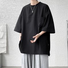 46335825674480|46335825740016|46335825772784|46335825805552 Oversized Half Sleeve Cotton T-shirt, Relaxed Drop Shoulder T-shirt For Streetwear, Solid Drop Shoulder T-shirt For Streetwear, Oversized Plain T-shirt For Streetwear, Oversized Black Techwear T-shirt, Denim Shirt With Jeans, Loose Tees, Blazer Shirt, Y2k Streetwear