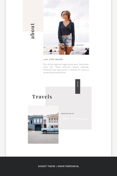 the homepage design for travel website, with an image of a woman standing in front of