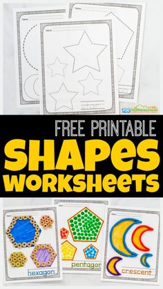 printable shapes worksheets for kids to color and cut with the text free printable shapes worksheets