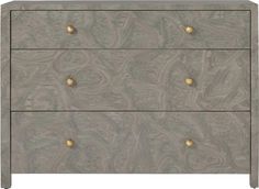 an image of a chest of drawers with gold knobs on the top and bottom