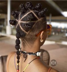 Cornrow Hairstyles With Undercut, Ponytail Shaved Sides And Back, Shaved Sides Locs, Bantu Knots Locs Hairstyles, Bantu Knot Mohawk, Bantu Knots With Braids, Bantu Knots Hairstyles, Aries Szn, Knot Hairstyle