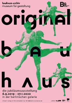 an advertisement for the berlin ballet festival, which features dancers in green and pink colors