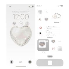 an iphone screen with a heart shaped object on it's side and other items in the background