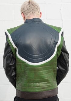 Made in the iconic style of his armor, fans of Dragon Ball Z  will appreciate the detail of this jacket. Dragon Ball Z Broly, Z Broly, Dragon Ball Characters, Green Leather Jacket, Battle Damage, Streetwear Chic, Green Leather Jackets, Green Dragon, Custom Jacket