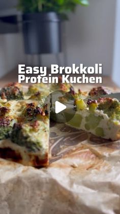 an easy broccoli and cheese pizza is cut into pieces