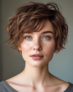 24 Short Textured Haircuts for a Modern Makeover - Fab Mood | Wedding Color, Haircuts & Hairstyles | Nails | Colours Short Fine Wavy Haircuts, Multi Tone Hair Color, Multi Tone Hair, Stacked Bob With Bangs, Haircut Ideas Brown Hair