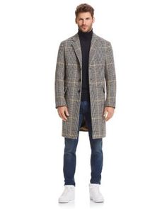 Mens Winter Outfits, Mens Wool Overcoat, Plaid Overcoat, Dress Leather Boots, Long Coat Men, Overcoat Men, Style Evolution, Wool Overcoat, Reebok Sneakers