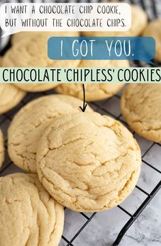 chocolate chip cookies on a cooling rack with text overlay that reads, i got you chocolate chip cookies