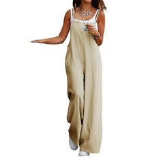 DYMADE Women Plus Size Cotton Linen Solid Loose Sleeveless Wide Leg Pocket Casual Jumpsuit is the piece you have been searching for. High quality fabric, soft, comfortable and special design, give you what style you need. Features: Casual Style, Cotton Linen, Plus Size, Square Neck, Wide Leg, Loose, Solid, Jumpsuit, Pants. Occasion: It is perfect to daily, work, travel, vacation, wedding, night out, event, date, home, every Outdoor Etc. Match: Pair it with sneakers for an eyes-catching look. Abo Maternity Clothes Summer, Overalls Casual, Cold Shoulder Jumpsuit, Womens Jumpsuits Casual, Long Pant Jumpsuit, Vintage Overalls, Solid Color Jumpsuits, Pocket Jumpsuit, Jumpsuit Casual