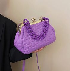 Multifunctional Metal Chain Crossbody PU Leather Women's Bag Elegant Purple Bag With Zipper Closure, Elegant Purple Bags With Zipper Closure, Purple Office Crossbody Shoulder Bag, Chic Purple Office Bag, Elegant Purple Shoulder Bag With Zipper, Trendy Evening Bag For Office With Phone Pocket, Trendy Handheld Clutch For Office, Chic Office Clutch With Mobile Phone Bag, Chic Purple Shoulder Bag With Mobile Phone Pocket