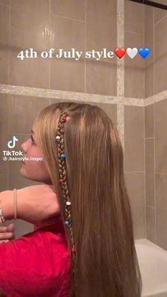 4th Of July Easy Hairstyles, Cute Hairstyles 4th Of July, 4rth Of July Hairstyles, Fun 4th Of July Hairstyles, Fourth Of July Beads In Hair, Hairstyles For 4 Of July, Cute Hairstyles For Fourth Of July, 4 Of July Hairstyles Teens, Forth Of July Hairstyles Short Hair