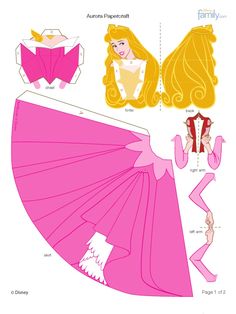 the paper doll is wearing a pink dress