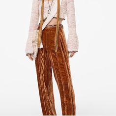 New Zara Limited Edition Velvet Pants Marled Dress, Zara Limited Edition, Silky Pants, Slouchy Pants, Printed Flare Pants, Gingham Pants, Leopard Print Pants, Jogger Pants Casual, Zara Jumpsuit