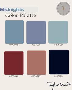 the color palette for taylor swift's midnights, which is available in several different colors