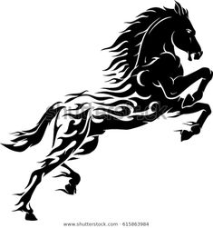 black and white silhouette of a running horse