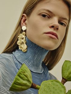 Blue Editorial, Fashion Installation, Bright Earrings, Earring Art, 2021 Fashion Trends, Trend Council, Organic Earrings, Metal Magazine, Jewelry Photoshoot