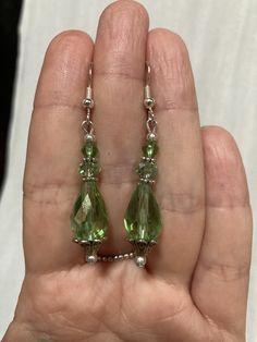 Green crystal earrings with sterling silver hooks. A great Christmas gift!! Crystals Earrings, New Smyrna Beach, Green Crystal, Great Christmas Gifts, Green Crystals, Crystal Earrings, Jewelry Earrings Dangle, Dangle Drop Earrings, Christmas Gift