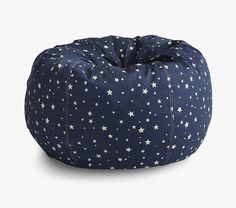 a blue bean bag chair with white stars on it