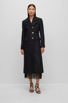 Slim Fit Coat, Formal Coat, Long Black Coat, Long Coats, Black Formal, Classic Coats, Boss Lady, Long Coat, Black Coat