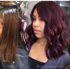 Burgundy Hairstyles, Pelo Color Borgoña, Hair Color 2017, Mahogany Hair, Magenta Hair, Red Balayage, Hair Projects, Rock Hairstyles