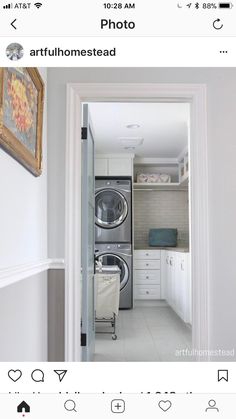 a washer and dryer in a small room