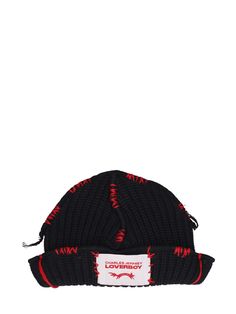 Find CHARLES JEFFREY LOVERBOY Carolean Cotton Beanie on Editorialist. Front logo patch Beanie Patch Ideas, Lover Boy Beanie, Charles Jeffrey Loverboy Beanie, Boy Crown, Charles Jeffrey Loverboy, Streetwear Hats, Charles Jeffrey, Boys Beanie