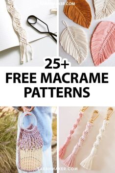 the 25 free macrame patterns for crocheted purses are shown here